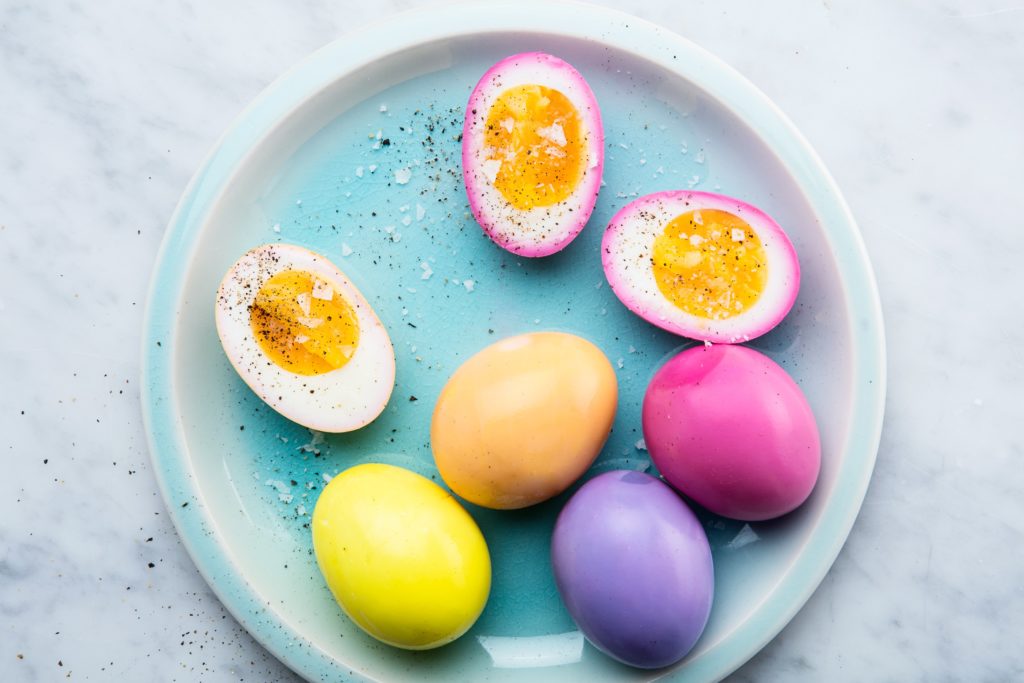 natural dyed hard boiled easter eggs