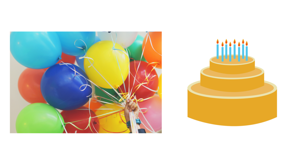 balloons and cake