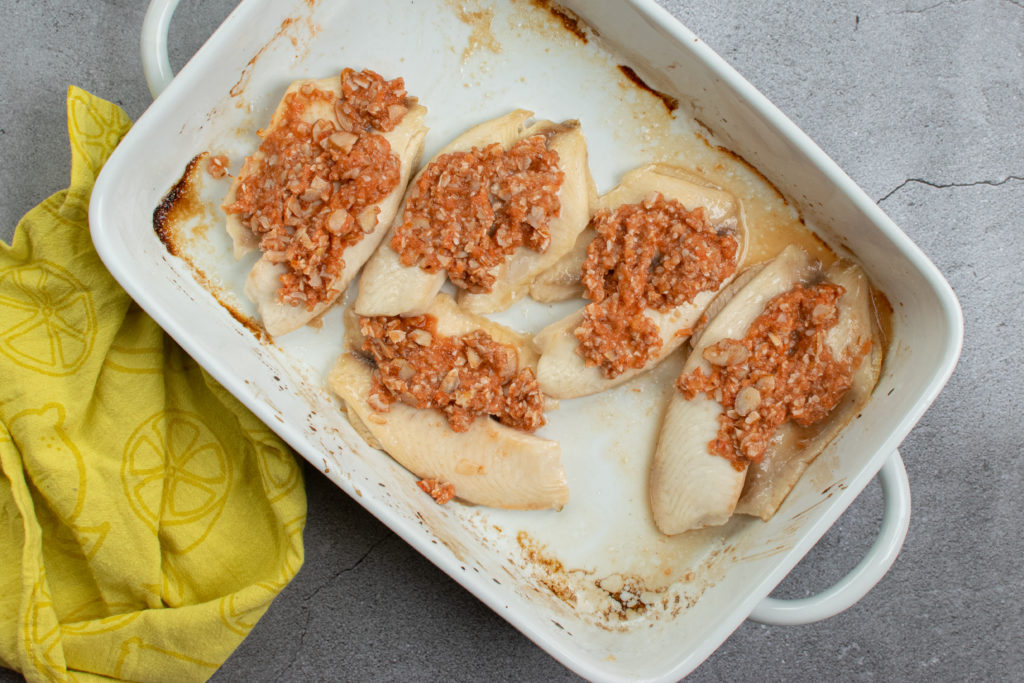 Baked Fish with Almond Chutney Bari Life