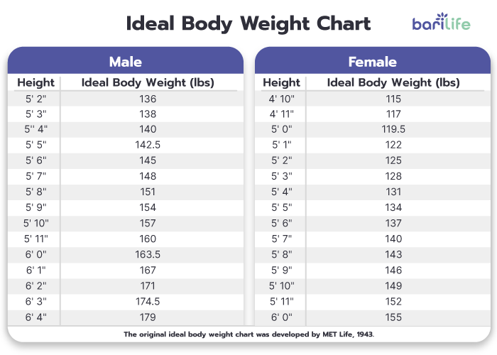 Ideal Body Weight Chart