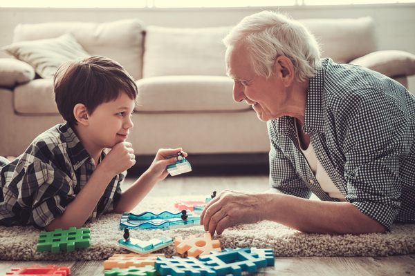 Playing on Ground with Grandson