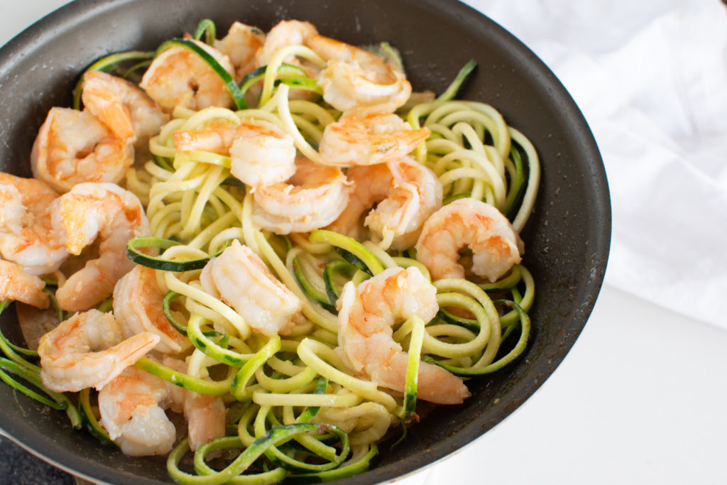 Lemon Tahini Shrimp over Zucchini Noodles Bari Life