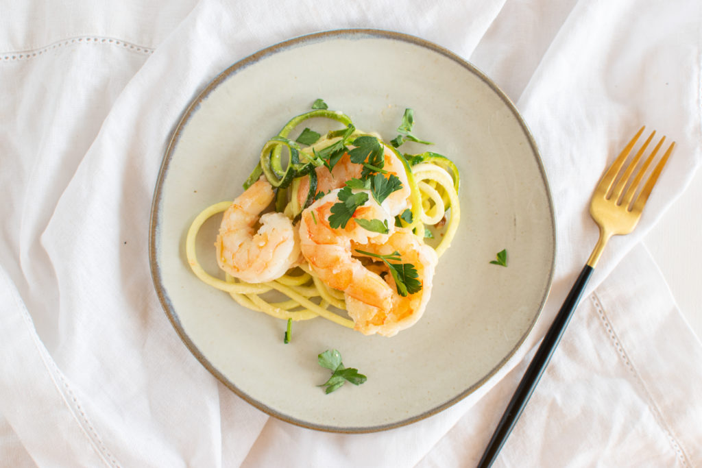 Lemon Tahini Shrimp over Zucchini Noodles Bari Life