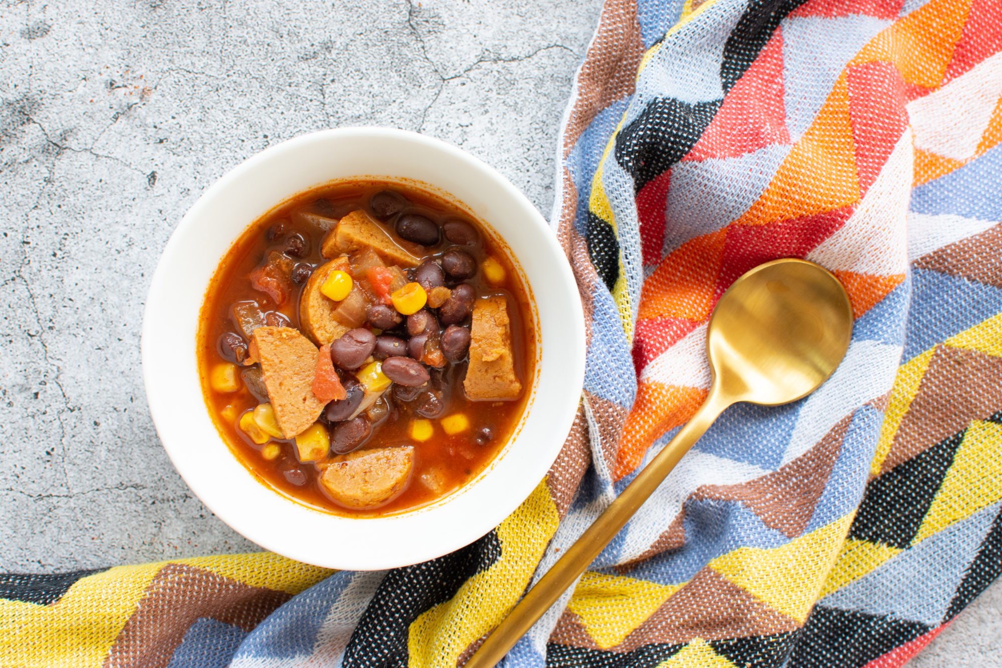 Santa Fe Black Bean Soup with Vegetarian Sausage Bari Life