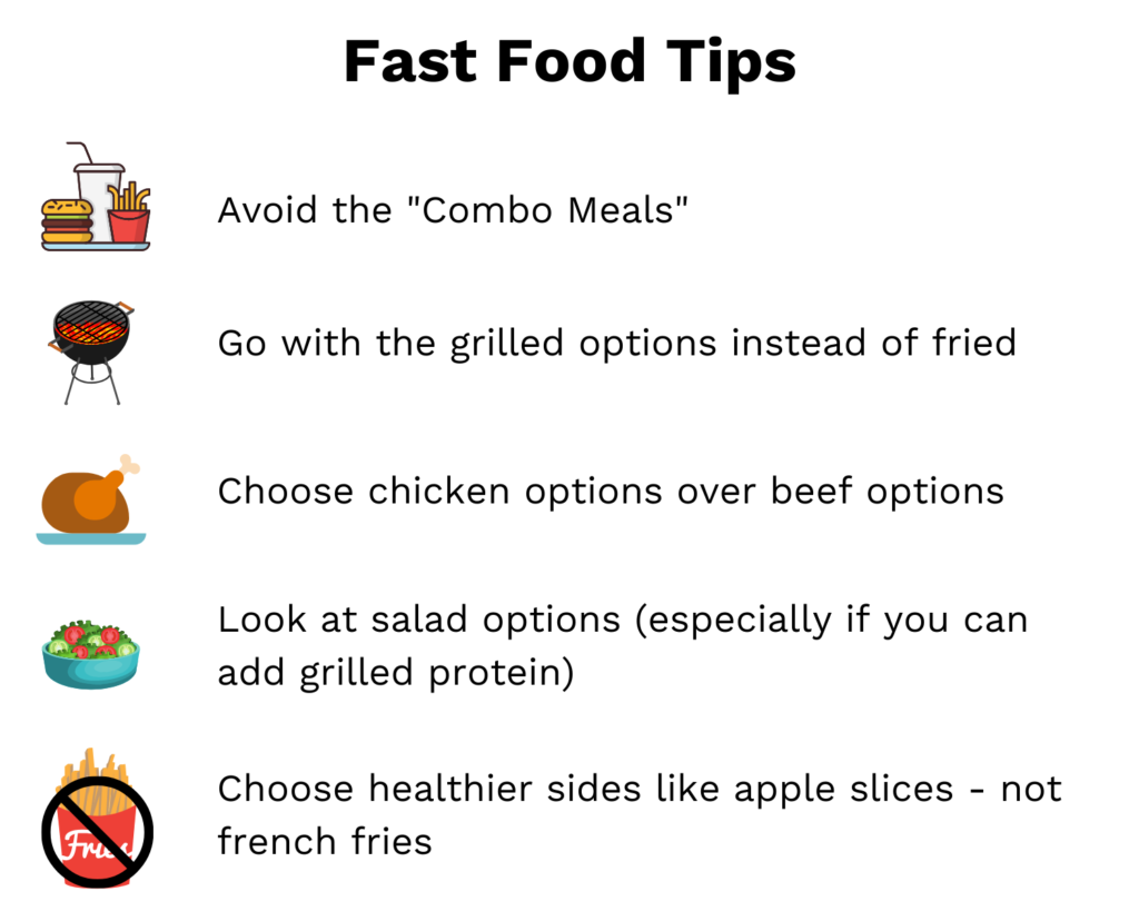 Tips for bariatric patients eating at fast food restaurants