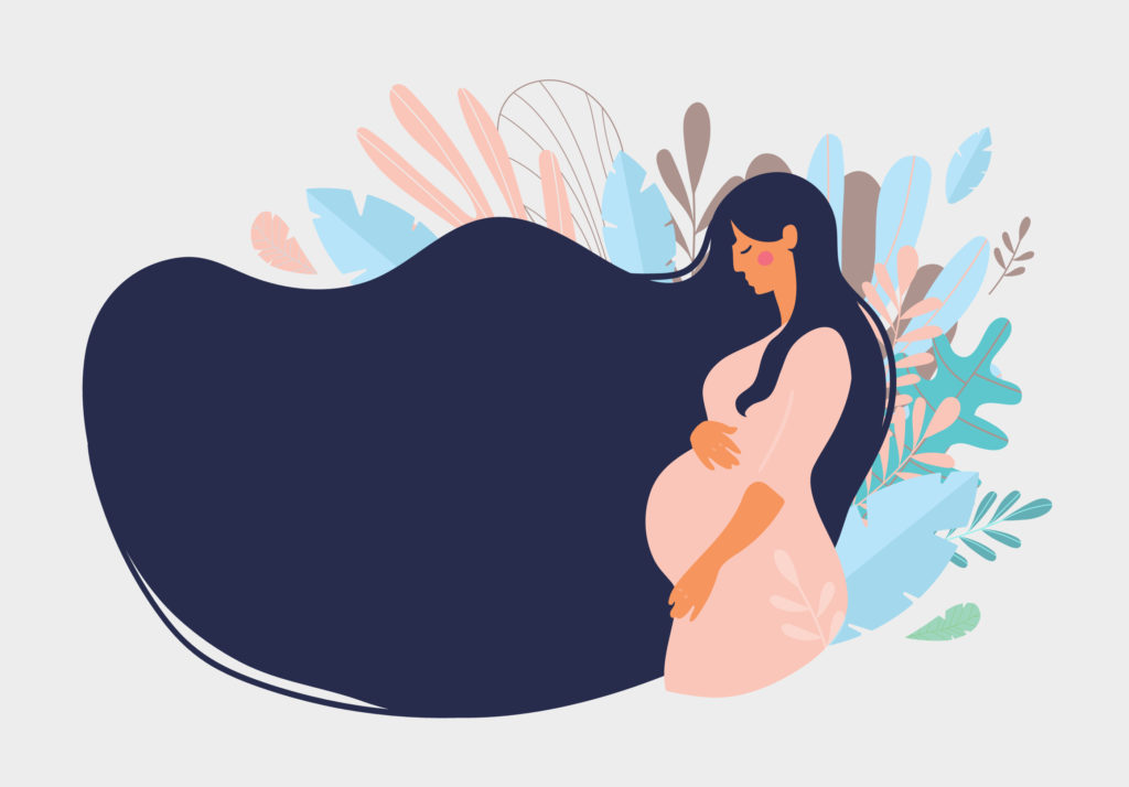 Illustration of a woman who is pregnant after gastric sleeve surgery