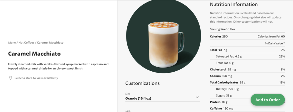 Starbucks caramel macchiato nutrition is horrible for after gastric sleeve
