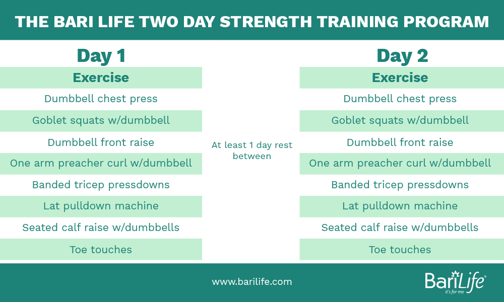 2 day per week post bariatric workout program